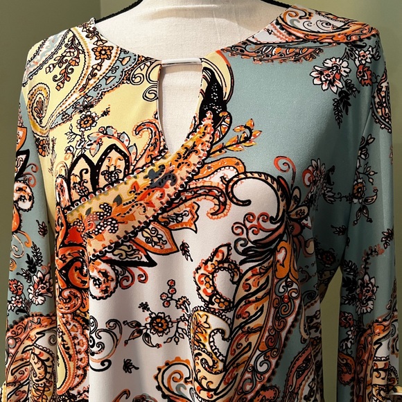 EUC Melissa Paige Paisley Print Tunic, Size L - Picture 4 of 5